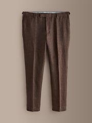Brown Slim Fit Signature Italian Linen Suit Trousers - Image 7 of 11