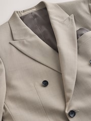Neutral Double Breasted Tailored Fit N. Premium Texture Suit Jacket with Wool - Image 10 of 14