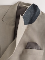 Neutral Double Breasted Tailored Fit N. Premium Texture Suit Jacket with Wool - Image 11 of 14