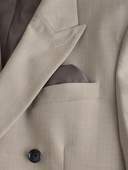 Neutral Double Breasted Tailored Fit N. Premium Texture Suit Jacket with Wool - Image 12 of 14