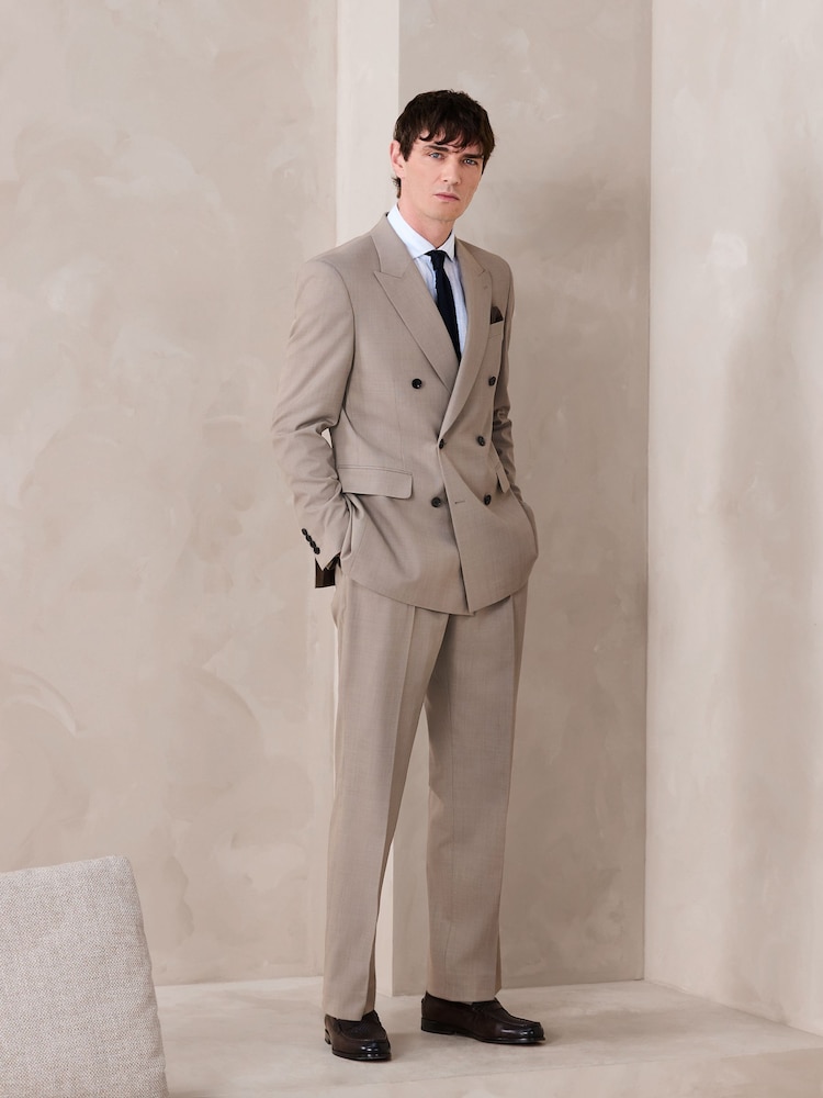 Neutral Double Breasted Tailored N.Premium Merino Wool Blend Texture Suit Jacket - Image 2 of 8 Neutral Double Breasted Tailored N.Premium Merino Wool Blend Texture Suit Jacket - Image 2 of 8