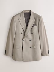 Neutral Double Breasted Tailored Fit N. Premium Texture Suit Jacket with Wool - Image 9 of 14