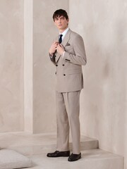 Neutral N.Premium Tailored Fit Merino Wool Blend Texture Suit Trousers - Image 3 of 6