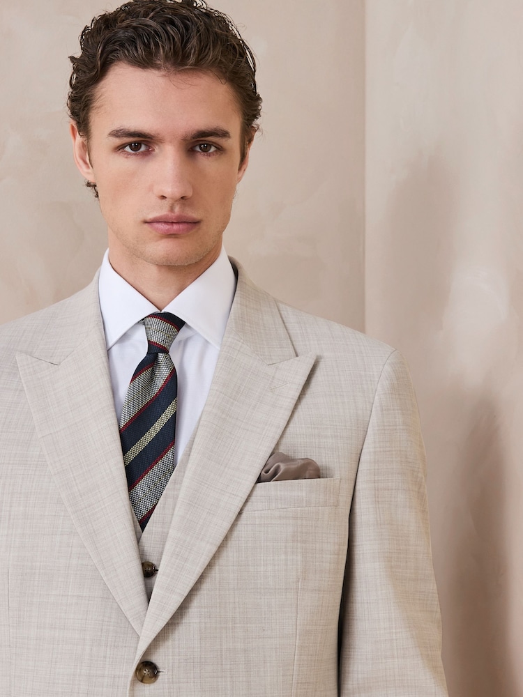 Neutral N.Premium Tailored Fit Wool Blend Motion Flex Marl Texture Suit Jacket - Image 1 of 12