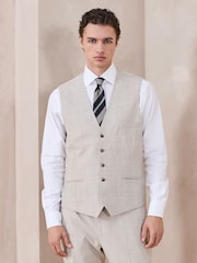 Neutral N.Premium Wool Blend Motion Flex Marl Texture Suit Waistcoat. - Image 1 of 9