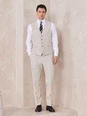 Neutral N.Premium Wool Blend Motion Flex Marl Texture Suit Waistcoat. - Image 2 of 9