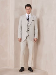 Neutral N.Premium Wool Blend Motion Flex Marl Texture Suit Waistcoat. - Image 3 of 9