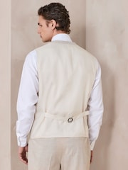 Neutral N.Premium Wool Blend Motion Flex Marl Texture Suit Waistcoat. - Image 4 of 9