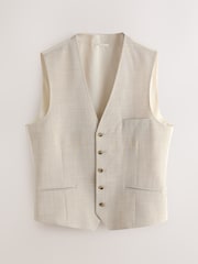 Neutral N.Premium Wool Blend Motion Flex Marl Texture Suit Waistcoat. - Image 6 of 9