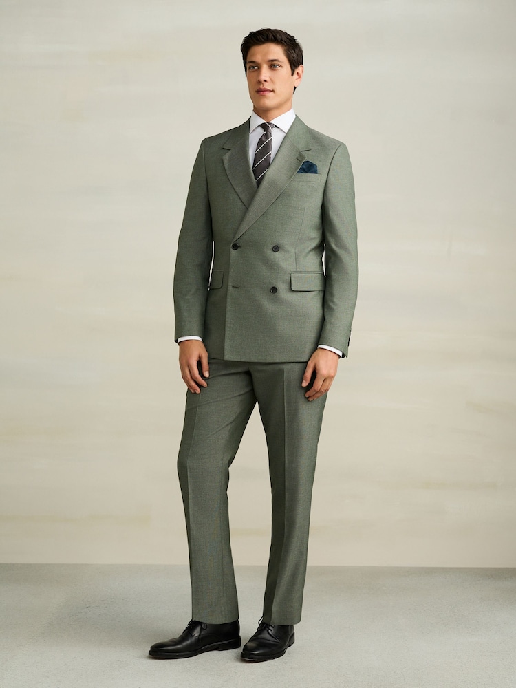 Зелений - Двобортний фактурний костюмний піджак - Image 2 of 11