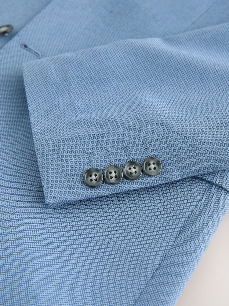 Chambray Blue Slim Fit Textured Suit Jacket - Image 10 of 10