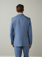 Chambray Blue Slim Fit Textured Suit Jacket - Image 3 of 10
