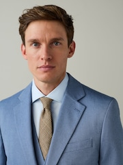 Chambray Blue Slim Fit Textured Suit Jacket - Image 4 of 10
