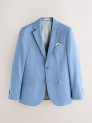 Chambray Blue Slim Fit Textured Suit Jacket - Image 5 of 10