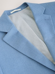 Chambray Blue Slim Fit Textured Suit Jacket - Image 7 of 10