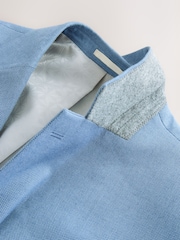 Chambray Blue Slim Fit Textured Suit Jacket - Image 8 of 10