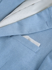 Chambray Blue Slim Fit Textured Suit Jacket - Image 9 of 10