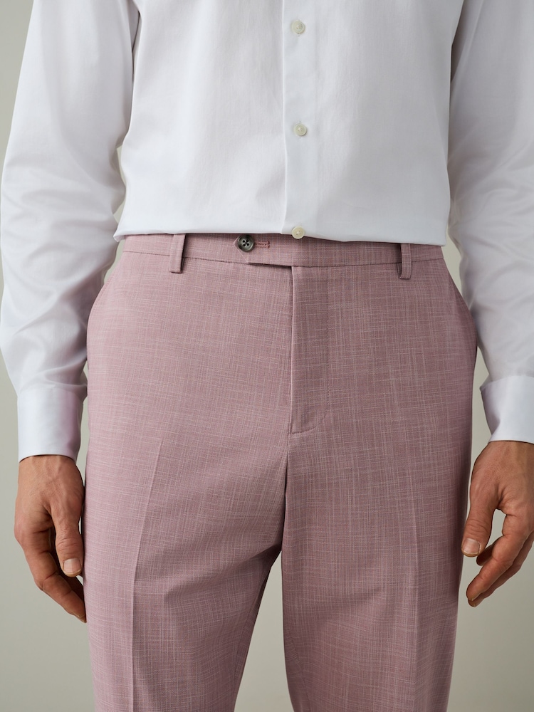 Mens Next Pink Slim Fit Motionflex Textured Suit Trouser 34W x 29L (UK 34 S)