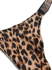 Victoria's Secret Leopard Print Brown Brazilian Shine Strap Knickers - Image 4 of 4