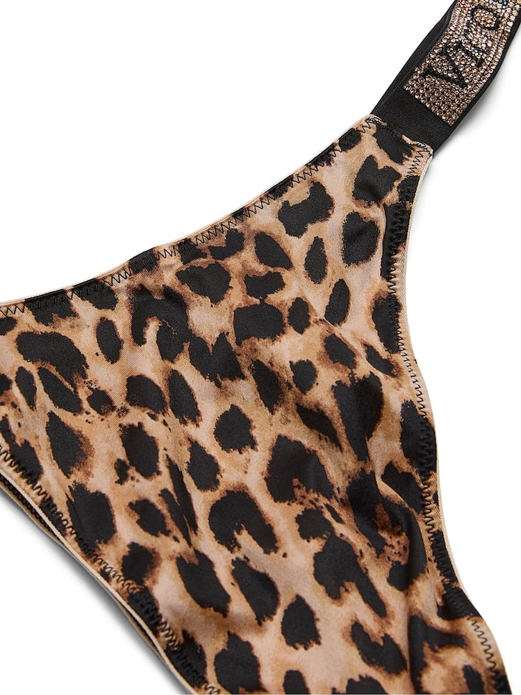 Victoria's Secret Leopard Print Brown Brazilian Shine Strap Knickers - Image 4 of 4