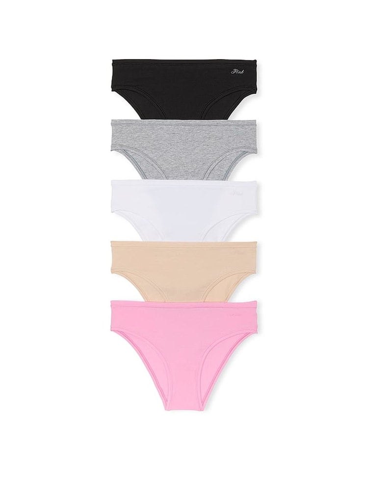 Victoria's Secret PINK Black/White/Grey/Nude/Pink Cheeky Knickers 5 Pack - Image 1 of 1 Victoria's Secret PINK Black/White/Grey/Nude/Pink Cheeky Knickers 5 Pack - Image 1 of 1