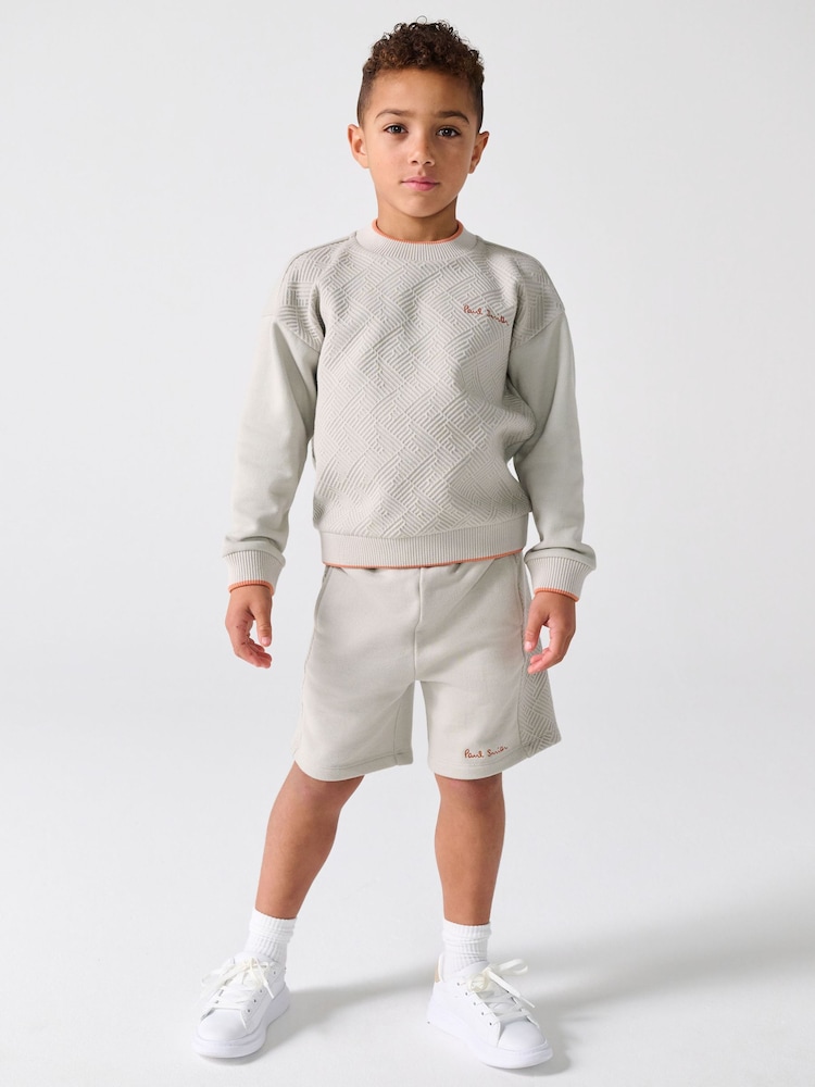 Paul Smith Junior Stone Textured Sweatshirt and Shorts Set - Imaginea 1 din 6