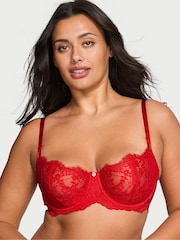 Victoria's Secret Bright Vermillion Red Unlined Balcony Lace Bra - Image 1 of 2