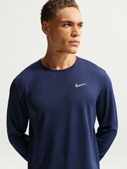 Nike Midnight Navy Dri-FIT Miler Long Sleeve Running Top - Image 3 of 6