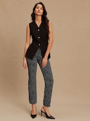 Black Crew Neck Waistcoat with Button Detail - Image 2 of 8