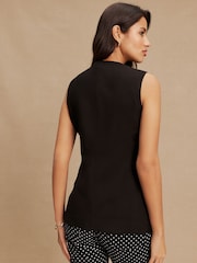 黑色 - 圓領西裝背心，附羈扣細節 - 圖片 3，共 8