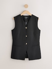 Black Crew Neck Waistcoat with Button Detail - Image 6 of 8
