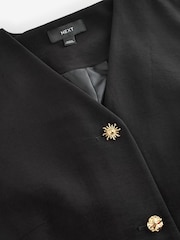 Black Crew Neck Waistcoat with Button Detail - Image 8 of 8