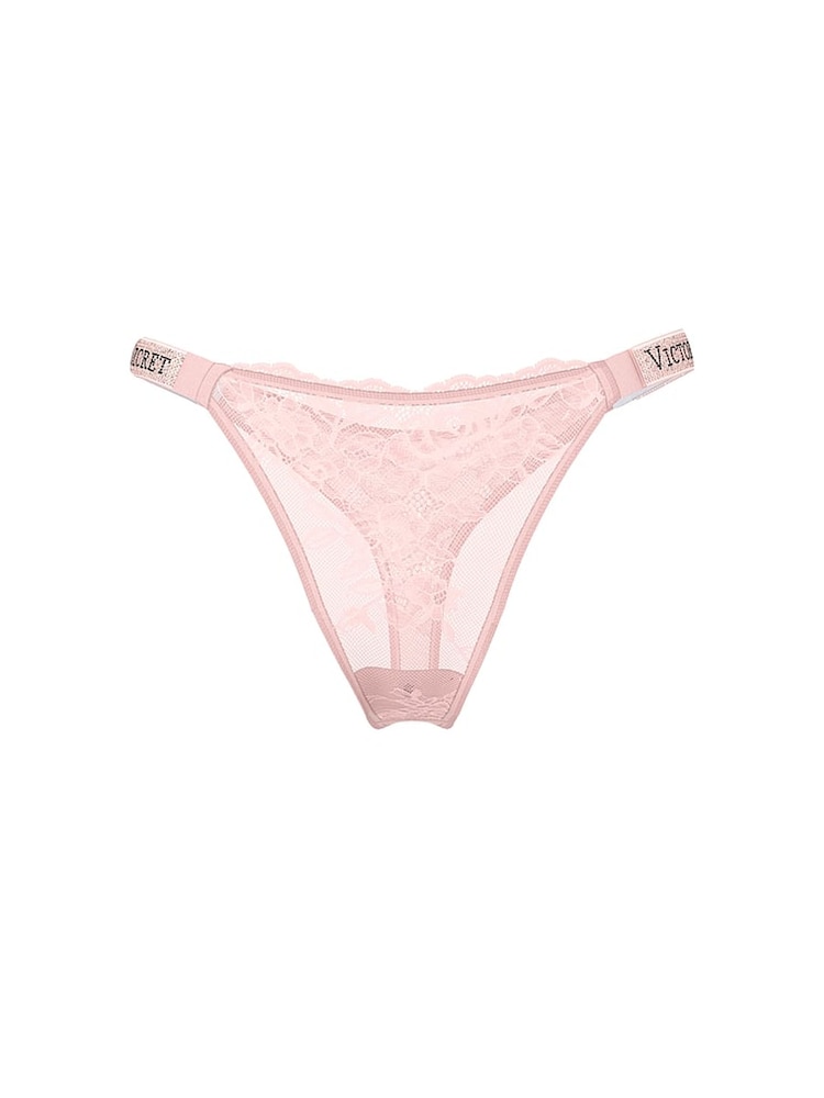 Victoria's Secret Angel Pink Thong Shine Strap Lace Knickers - Image 1 of 1 Victoria's Secret Angel Pink Thong Shine Strap Lace Knickers - Image 1 of 1