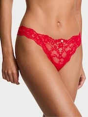 Victoria's Secret Bright Vermillion Red Thong Lace Knickers - Image 1 of 2
