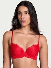 Victoria's Secret Bright Vermillion Red Lightly Lined Demi Lace Bra - Image 1 of 5