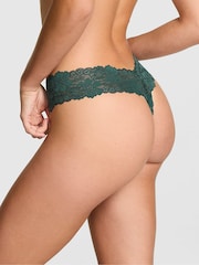 Victoria's Secret PINK Deep Forest Green Thong Floral Lace Knickers - Image 2 of 2