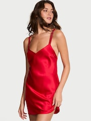 Victoria's Secret Lipstick Red Shine Satin Strappy Back Slip - Image 1 of 3