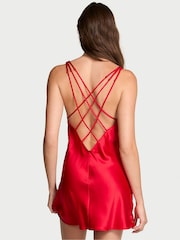 Victoria's Secret Lipstick Red Shine Satin Strappy Back Slip - Image 2 of 3