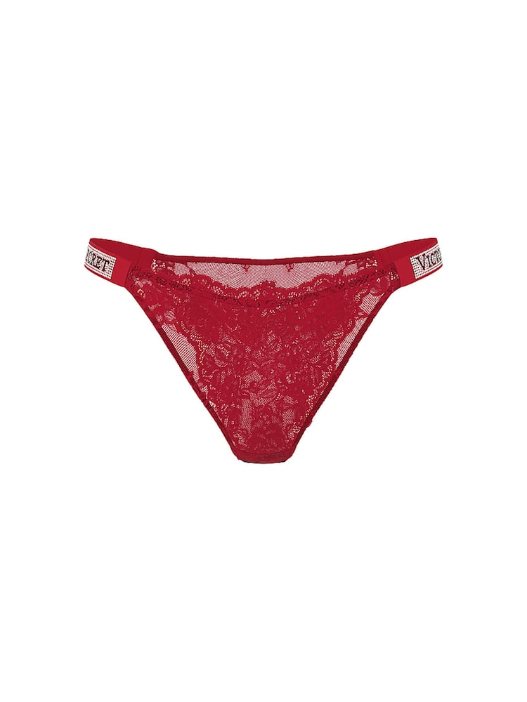 Victoria's Secret Red Lacquer Brazilian Shine Strap Lace Knickers - Image 1 of 1 Victoria's Secret Red Lacquer Brazilian Shine Strap Lace Knickers - Image 1 of 1