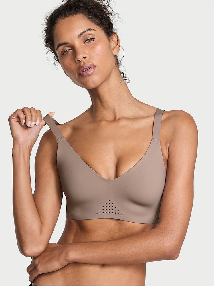 Victoria's Secret Candlelight Rose Pink Featherweight™ Medium V-Neck Sports Bra - Image 1 of 4