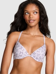 Victoria's Secret PINK Purple Bow Print Front-Close Lightly Lined T-Shirt Bra - Image 1 of 2