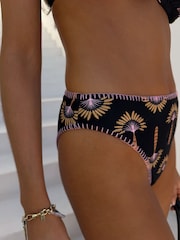 Never Fully Dressed Black Palm Whipstitch High Leg Bikini Breif - Image 2 of 8