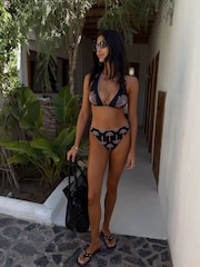 Never Fully Dressed Black Palm Whipstitch High Leg Bikini Breif - Image 3 of 8