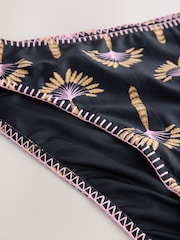 Never Fully Dressed Black Palm Whipstitch High Leg Bikini Breif - Image 8 of 8