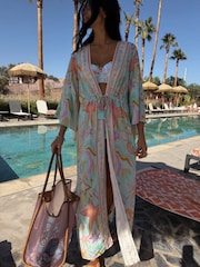 Never Fully Dressed Blue Starburst Lurex Viscose Modal Kimono - Image 1 of 6