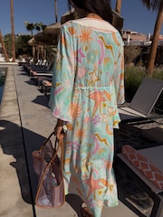 Never Fully Dressed Blue Starburst Lurex Viscose Modal Kimono - Image 2 of 6