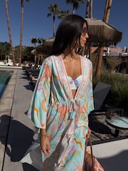 Never Fully Dressed Blue Starburst Lurex Viscose Modal Kimono - Image 3 of 6