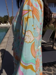 Never Fully Dressed Blue Starburst Lurex Viscose Modal Kimono - Image 4 of 6