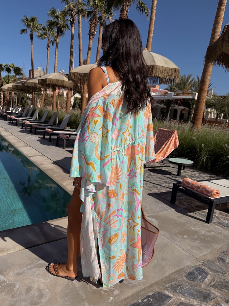 Never Fully Dressed Blue Starburst Lurex Viscose Modal Kimono - Image 6 of 6