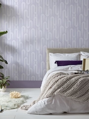Graham & Brown Lavender Envy Ups n Downs Pistachio 10M Wallpaper - Image 1 of 3